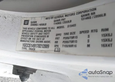 2007 Chevrolet Colorado Ls z USA, uszkodzony, nr VIN 1GCCS149178212889